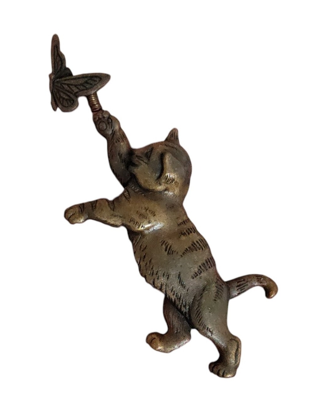 Vintage JJ Jonette Jewelry Cat and Butterfly Trembler Brooch Pin